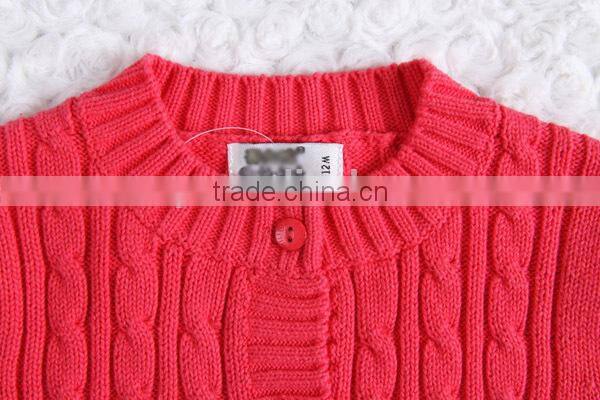 Two pockets girls cable knit pattern open chest cardigan sweater