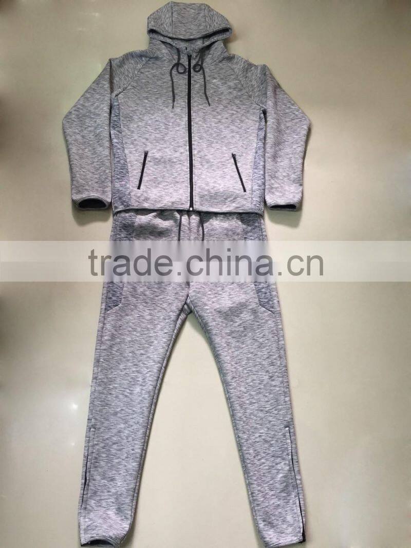 Mens slub tracksuit plain air layer tracksuit gym fitness tracksuits