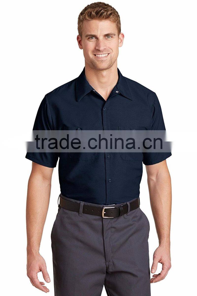 Factory Custom Logo Short Sleeve Shirt Uniform Work Clothes Cotton Mechanic Workwear In Baoding