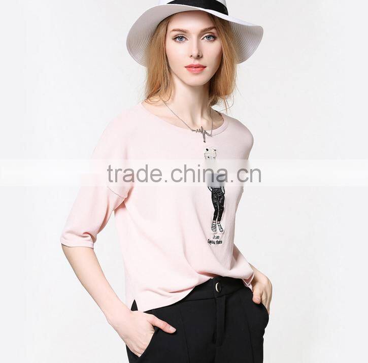 2016 new fashion half sleeve casual women t-shirt wholesale