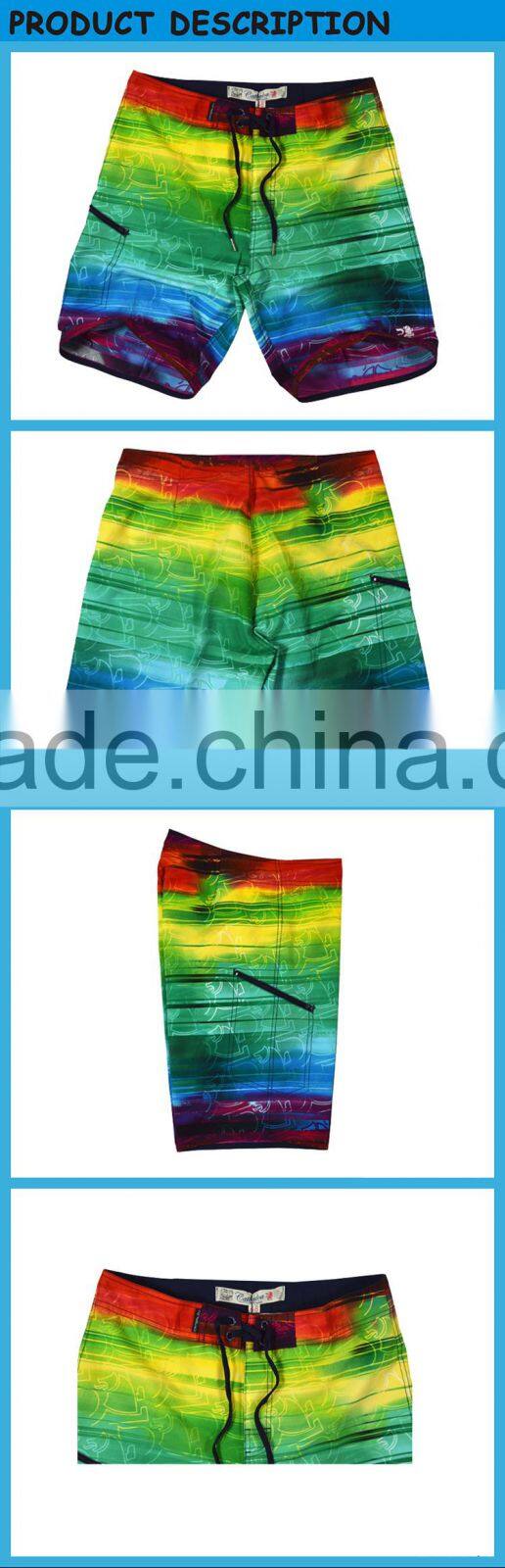 Men Hawaiian Beach Shorts Gradient Printed Polyester Men Beach Short