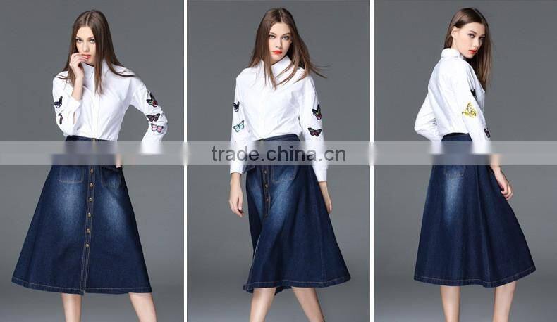 Elegant stylish women long jeans skirts high quality