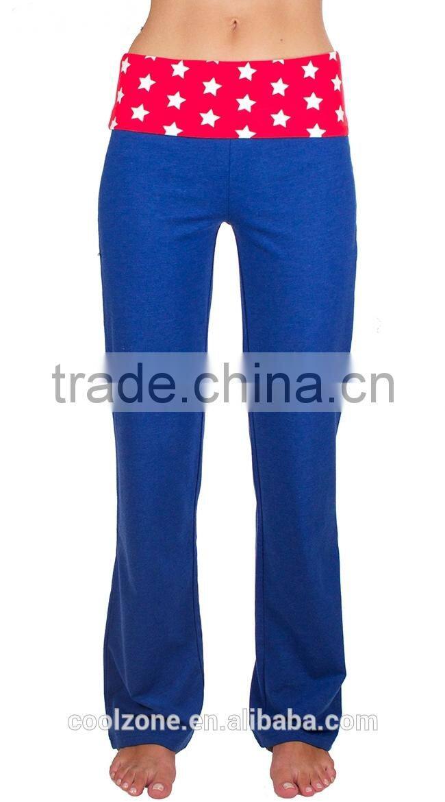 Relax fit elastic band waist yoga pants women fitness pants