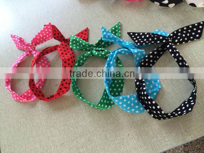 bestdress 2014 Lovely Rabbit Bunny Ear Ribbon Metal Wire vintage 1950s Hair Bow Head Band