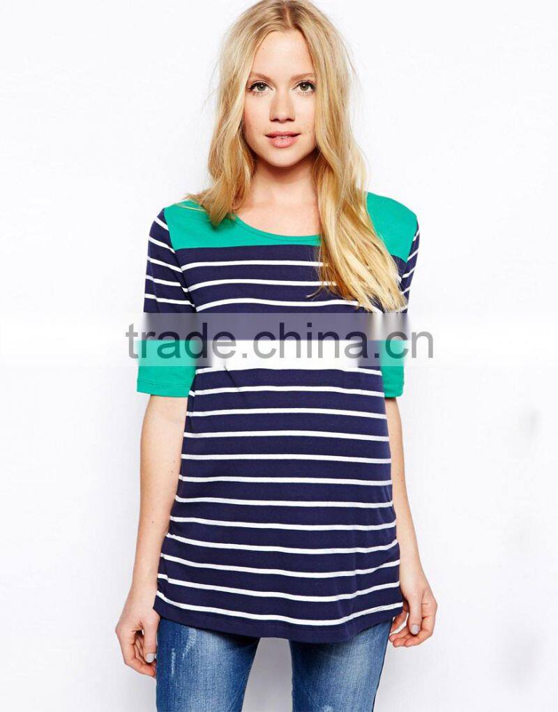 Maternity Exclusive Color Block Breton Stripe Top