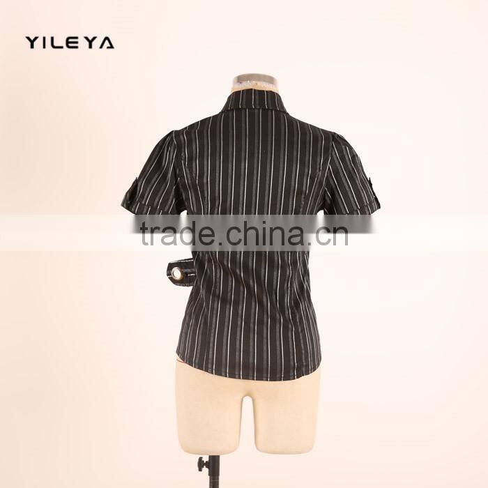 Mini fashionable office style women formal blouse designs with metal decoration