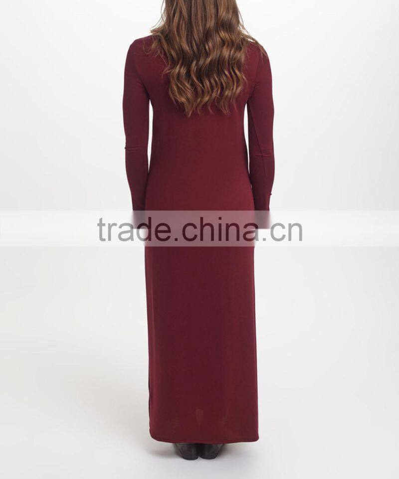 Newest Maternity Dresses With Burgundy Maternity Side-Slit Maxi Dress Fashion Women Clothing WD80817-19