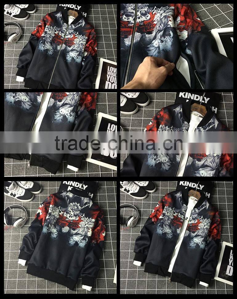 Fashion Polyester Men Jacket Stock Skull Design Men Jacket
