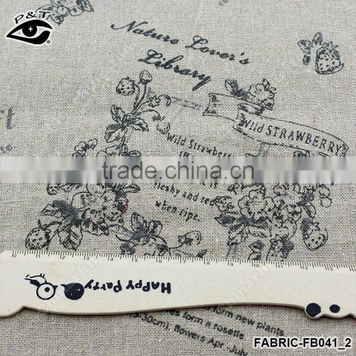 100% Linen Fabri Cotton Fabric for Home Textile Curtain fabric Flower Letters Printed Fabric