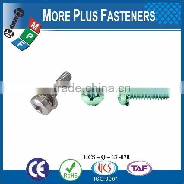 Taiwan M3 M12 M3-0.5 x 35mm DIN 7985 Phillips Drive Pan Head Grade A2 Stainless Steel Machine Screw with Hex Double Lock Washer