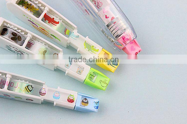 New developed push cartoon classicial colored pattern decoration correction tape and 3 reill