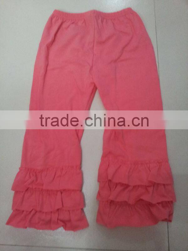 chirden's spring autumn casual ruffled striped pants floral cotton soft two layers legging pants