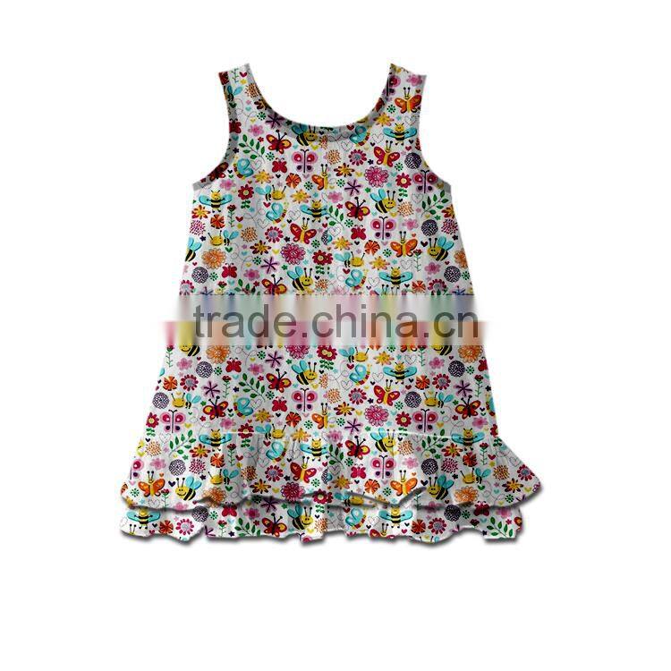 Children's summer printed with beautiful pattern of short sleeves lovely cotton wholesale skirt