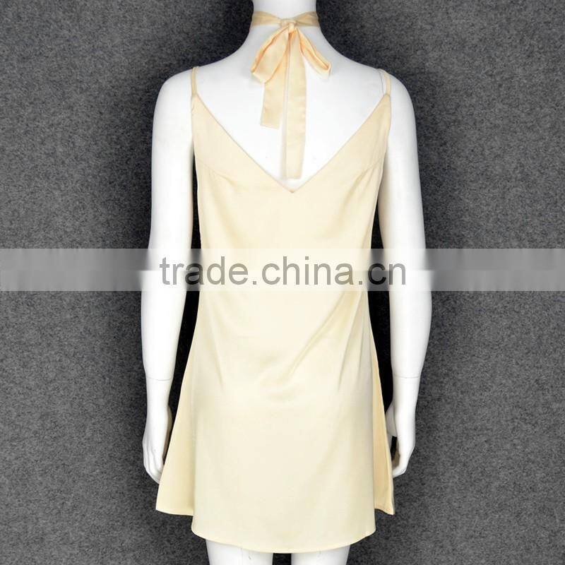 Women Deep V Choker Neck Satin Slip Dress Sexy Strappy Sleeveless A-Line Summer Evening Party Dress Sundress Club Wear