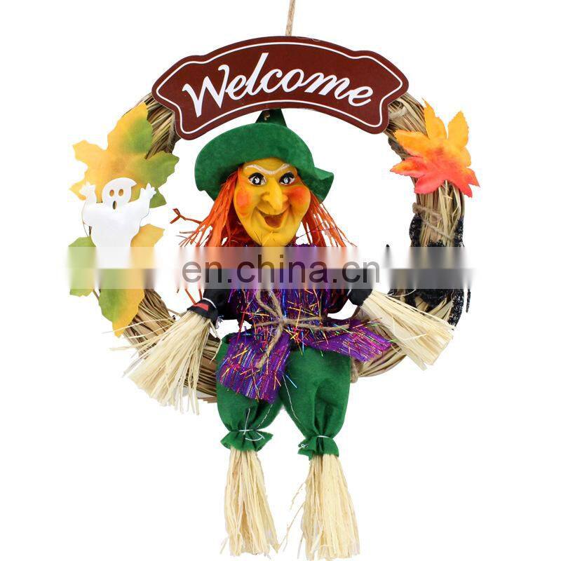 wholesale halloween decorations door hanging cheap witch wreath home door hanger for sale MFJ-0039