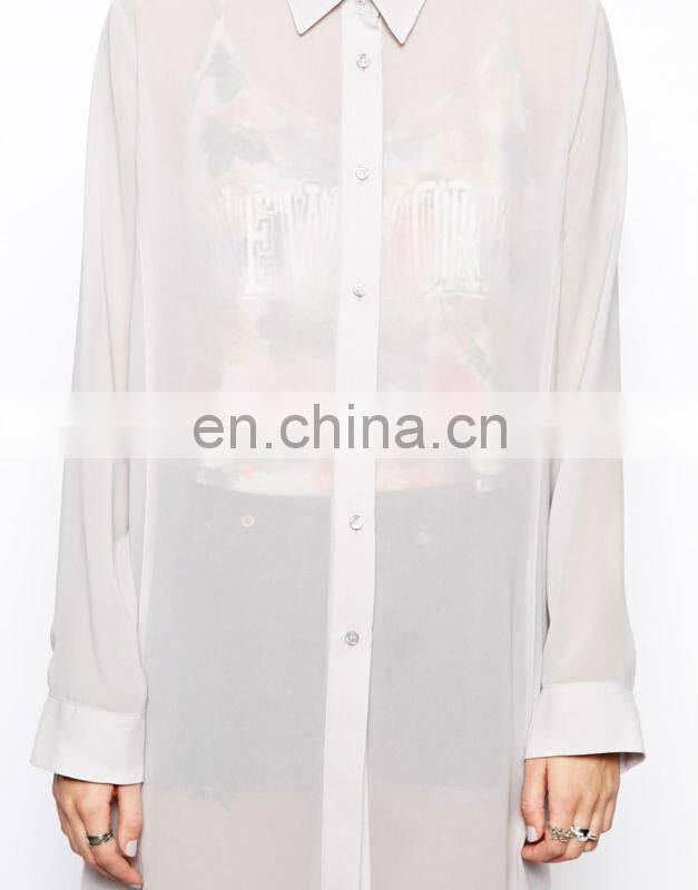 CHEFON Sheer Maxi Shirt vintage day dresses