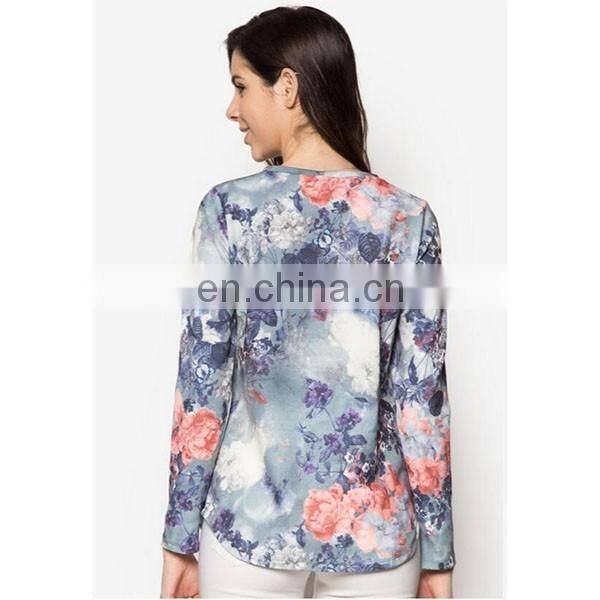 Latest crew neck sweatshirt and tops for women long sleeve muslim blouse