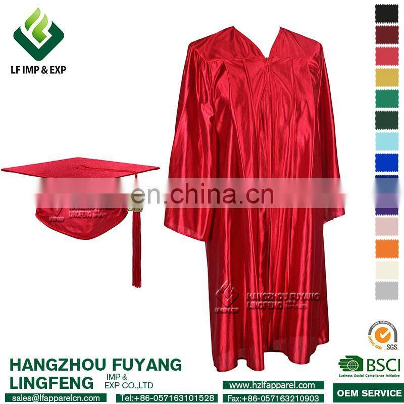 2017 Hot Sale Shiny Graduation Caps And Gowns Set/Graduation Gown