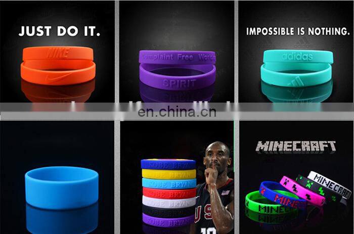 Custom fitness sports silicone bracelet with text and logo