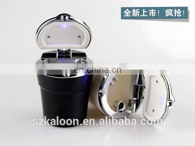 portable universal black/ white auto led lighted car ashtray