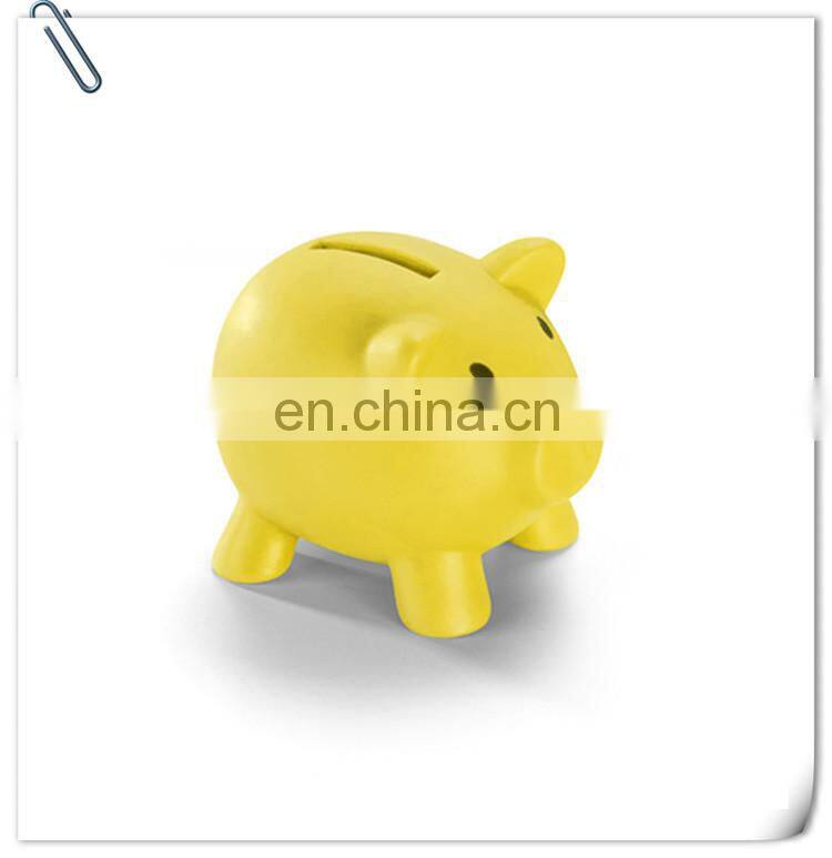 piggy shaped plastic pvc coin bank and money box coin can with bottom lid