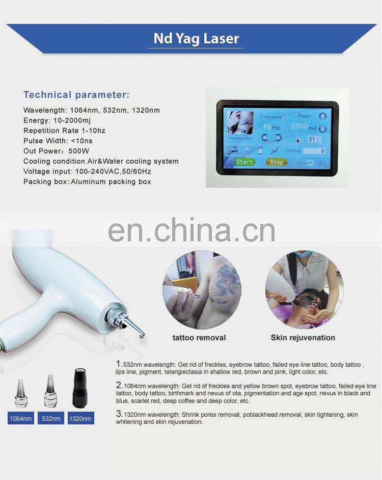 Eyebrow tattoo removal 1064 nm 532nm nd yag laser machine with carbon peel nozzle