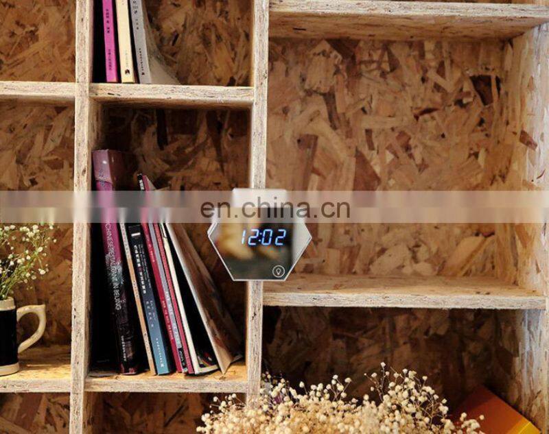2020 USB Charging rechargeable Led Decoration Design night lighting Mirror Alarm Clock