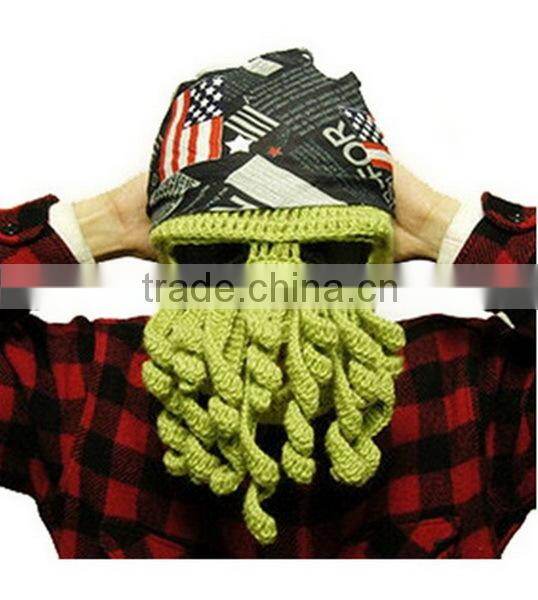 2014 Handmade Knitted Crochet Beard Hat Bicycle Mask Cap Octopus Cool Black SP055