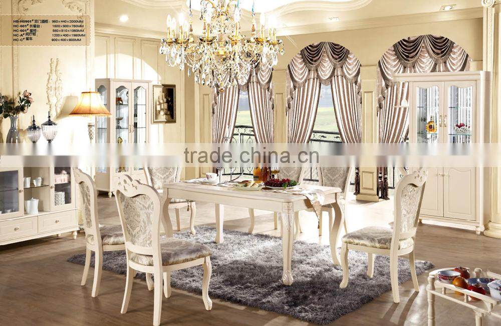 Hot sale hight quality 6 seater wooden dining table set antique dining table in wihite