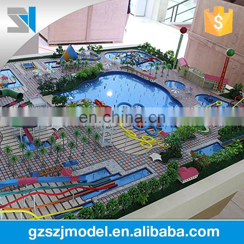 3d water amusement park building model with acrylic cover, construction & real estate