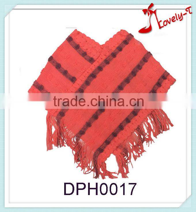 women latest design new fashion style fashion acrylic poncho shawl with tassels