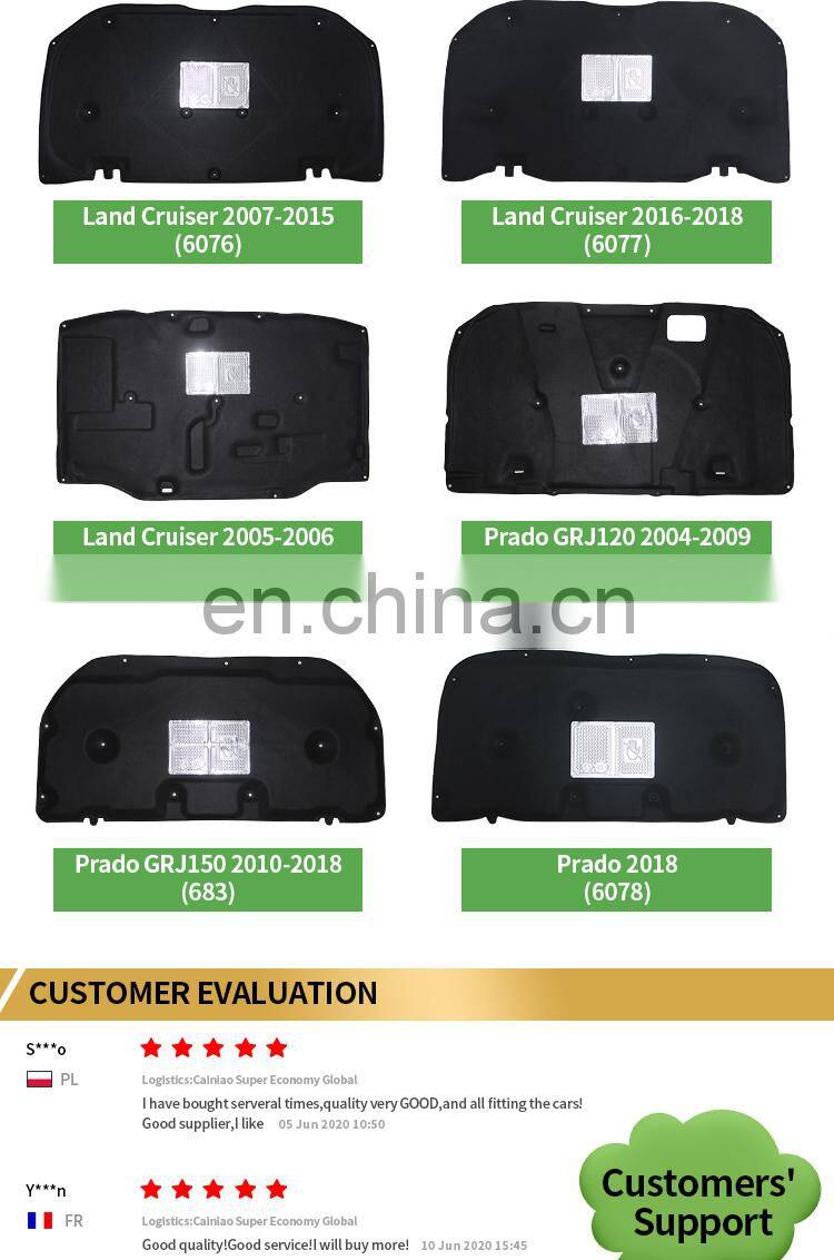 Car Front Engine Hood Heat Insulation Soundproof Cotton Pad Mat Cover for Toyota Prado 120