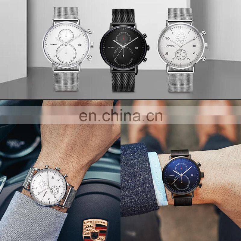 SINOBI S9710G Men's Multifunctional Montre Stainless Steel Quartz Watches 30M Waterproof Men luxury Watch Montre Homme