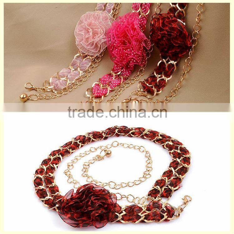 Body jewelry 2014 hot new red leopard lace flower waist belly chains