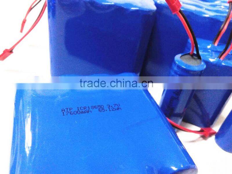 China factory direct Li ion Rechargeable Battery Pack 18650 3.7v 10400mAh with dc power jack connector