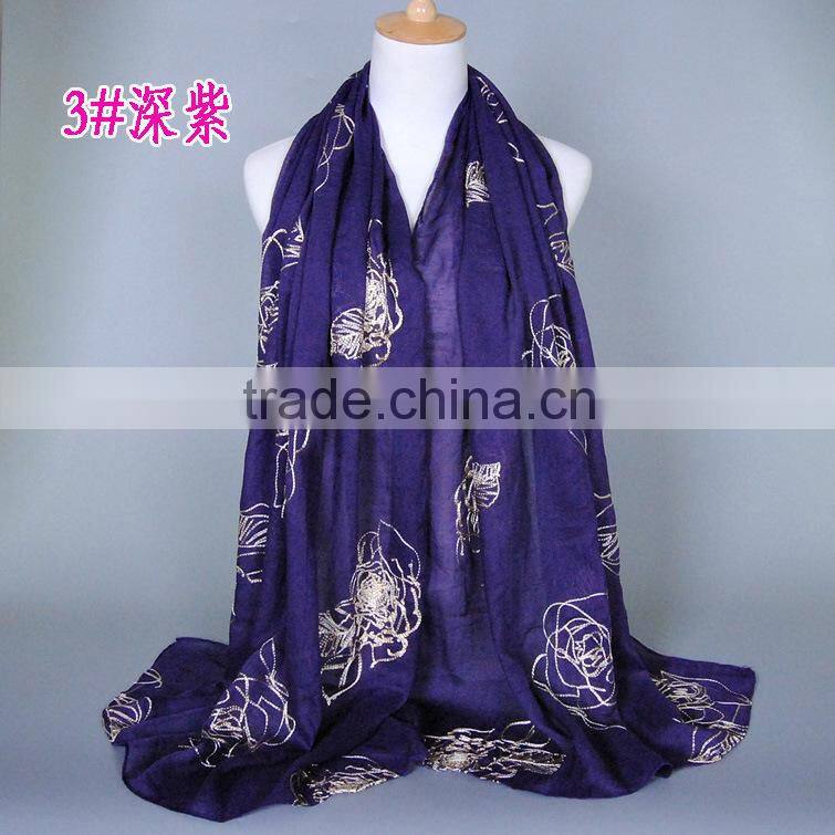 Wholesale Korea Fashion Cotton Embroidery Flower Pashmina Shawl Scarf