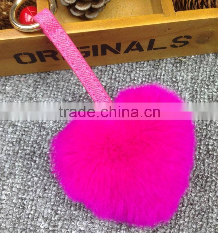 2016 Latest Cute Heart Pendant Fashion Girls Bag Phone Carkey Ornaments Leather Keychain