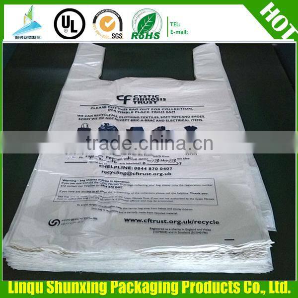 t-shirt charity plastic bag / cloth collection bag for donation