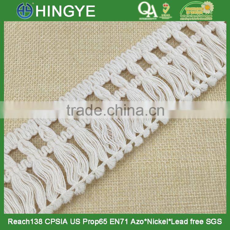 2015 new arrival 5cm width off white wholesale cotton fringe H1551