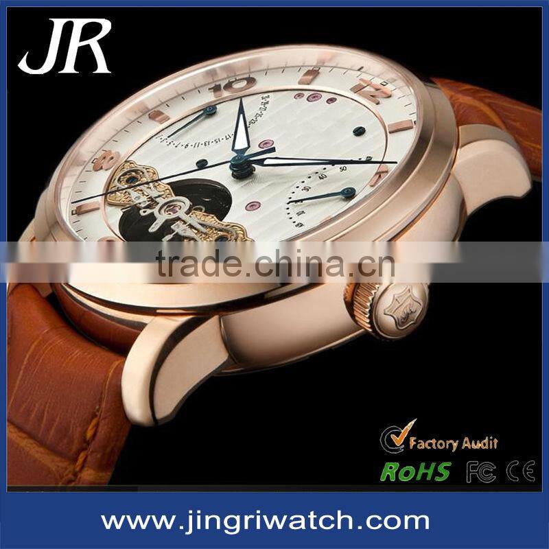 Custom wholesale fashion clear luxury 316l stainless steel transparent automatic watch