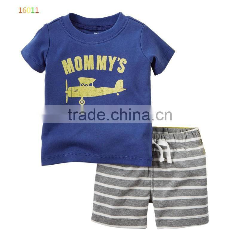 2016 Factory new fashion casual child clothes for 2 pieces summer baby boy clothing set wholesale kids clothes (ulik-SC078)