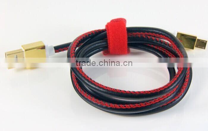 hot sale 30CM/1M 2015 wholesale colorful leather cable micro usb cable for Andriod Mobile Phone