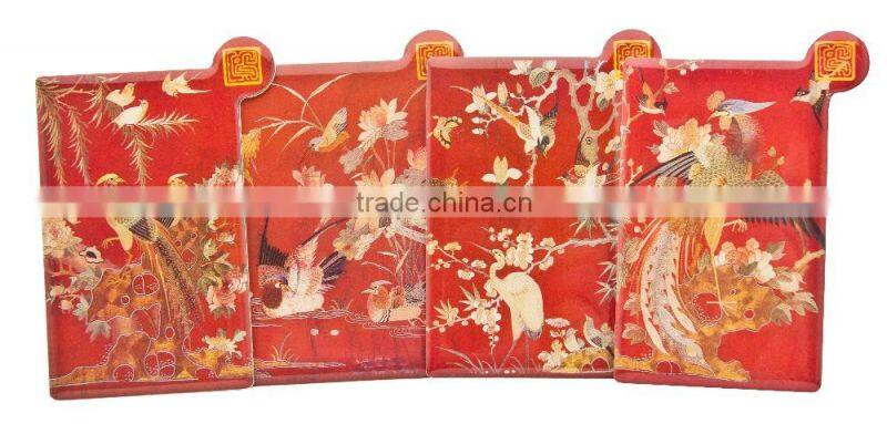 women chinese element newest design square pocket mirror with packing