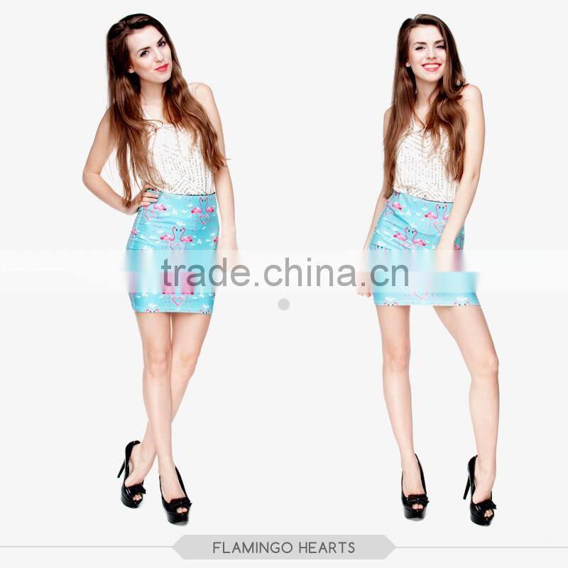 knee length skirts feathers sexy girls tight mini skirt high quality 3d digital full print custom hot sale tube stretchy skirt