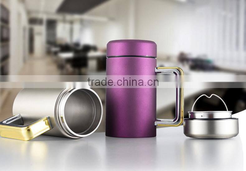 350ml office business stainless steel vacuum cup with handle
