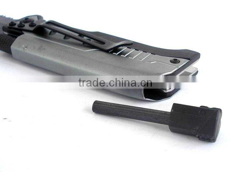 Outdoor multifunction survival knife with fire starter and led flashlight