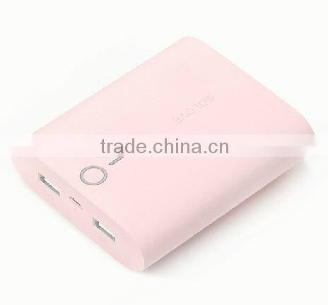 8000mAh high capacity power bank, dual usb battery charger multi color available