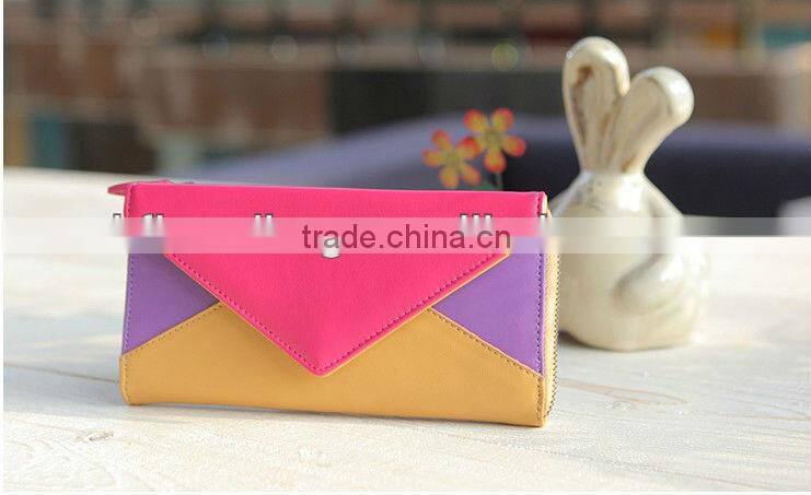 2013 colorful fashion design woman purse leather wallet envelope bag