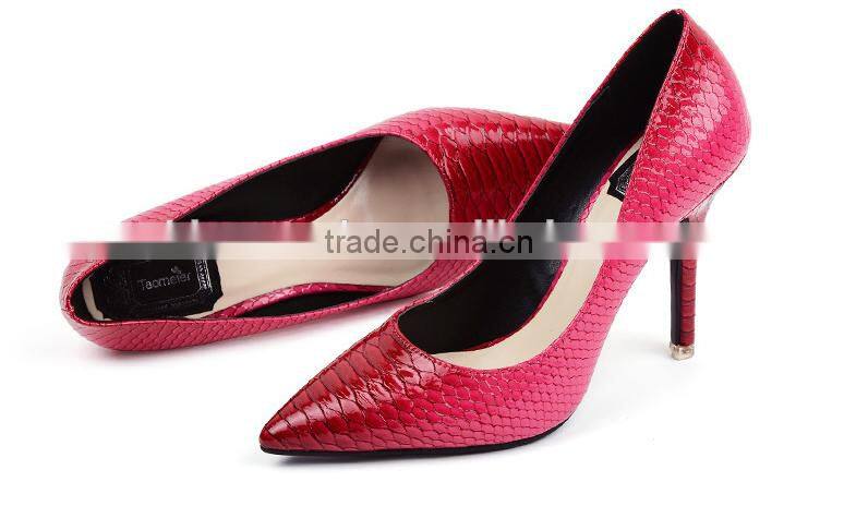 2015 fashion ladies snake pattern high heel shoes for woman