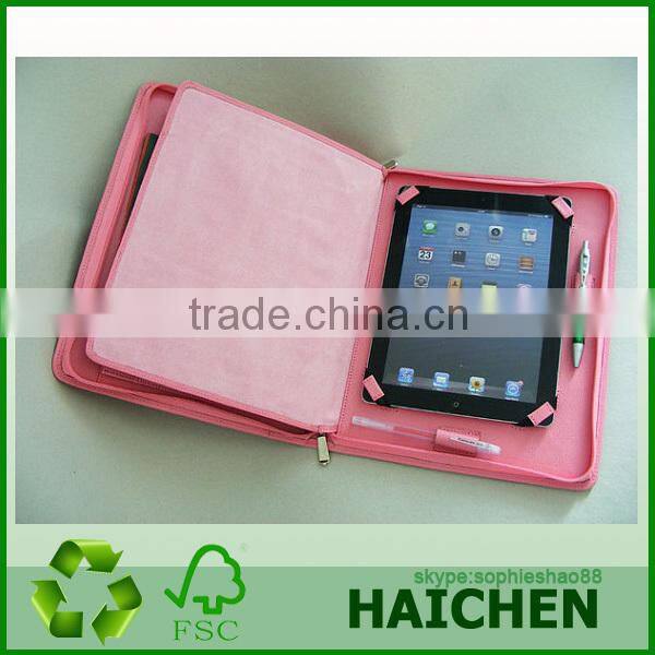 Hot Selling Leather Portfolio Case With Zipper Closure